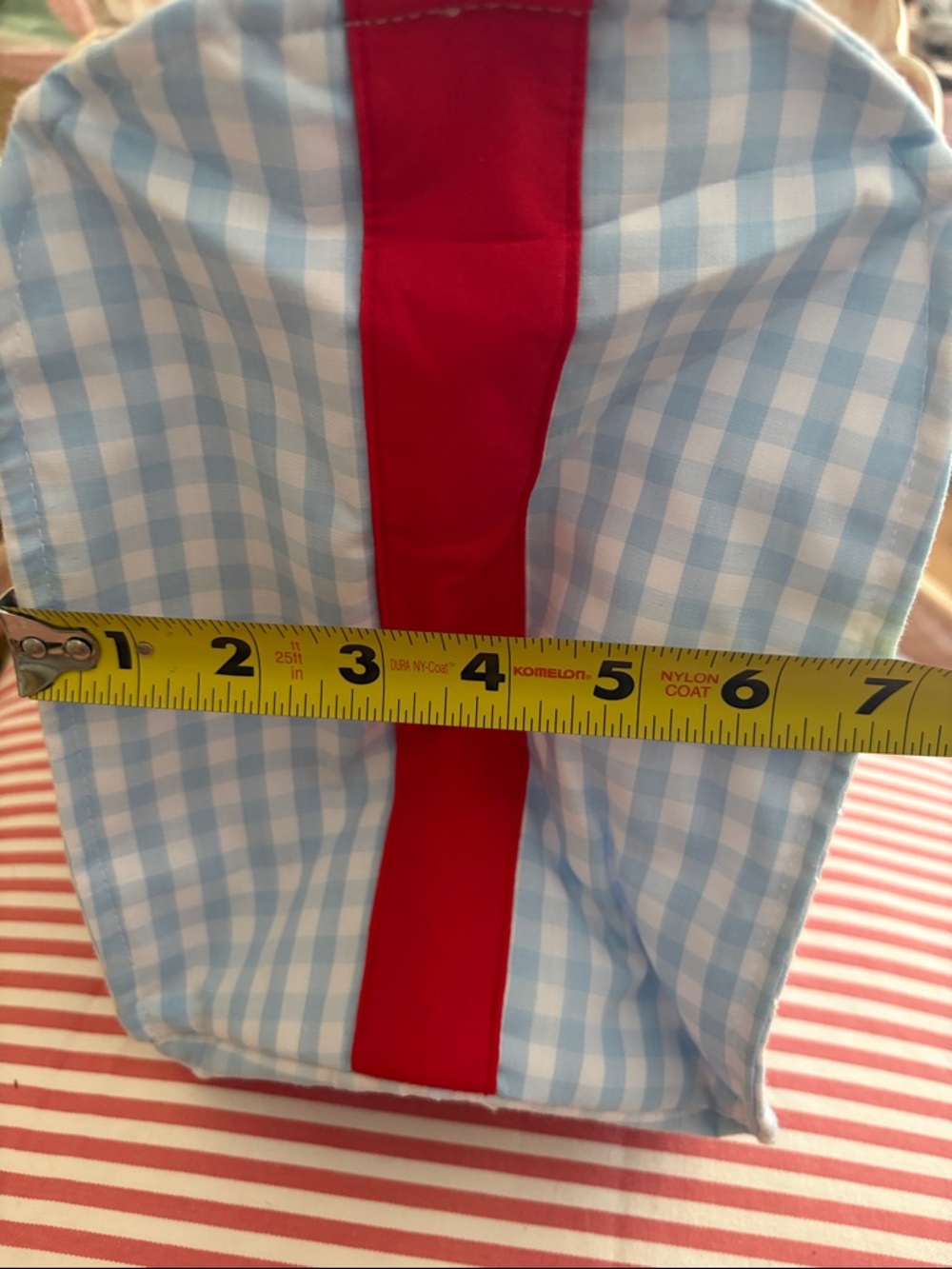 The Beaufort Bonnet Company Light Blue Gingham Tote with Red Straps - Picture 4 of 11